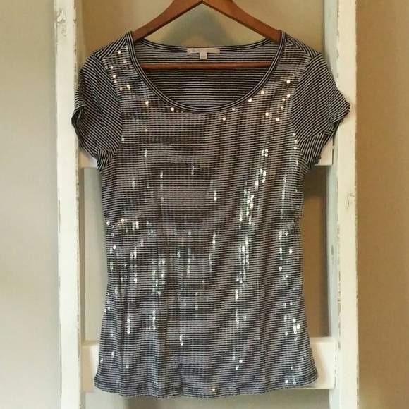Gap Striped Tee with Sequins, Size M - Picture 1 of 6